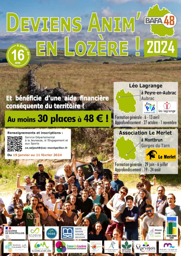 Affiche BAFA en Lozère 2024