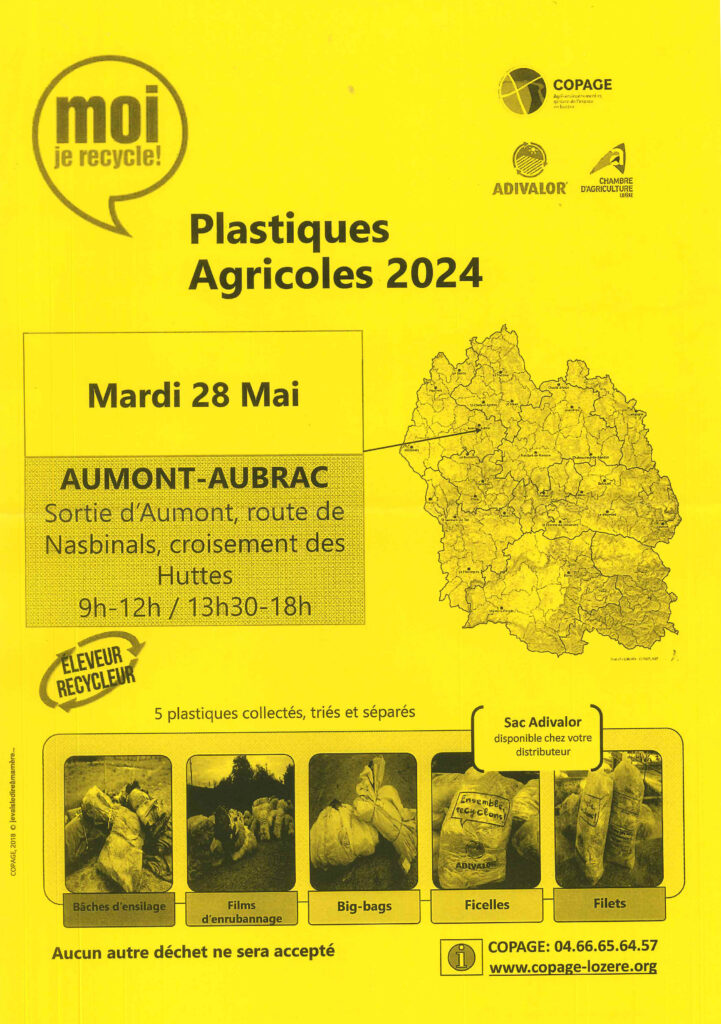 Affiche collecte des plastiques agricoles - Commune de Peyre en Aubrac en Lozère