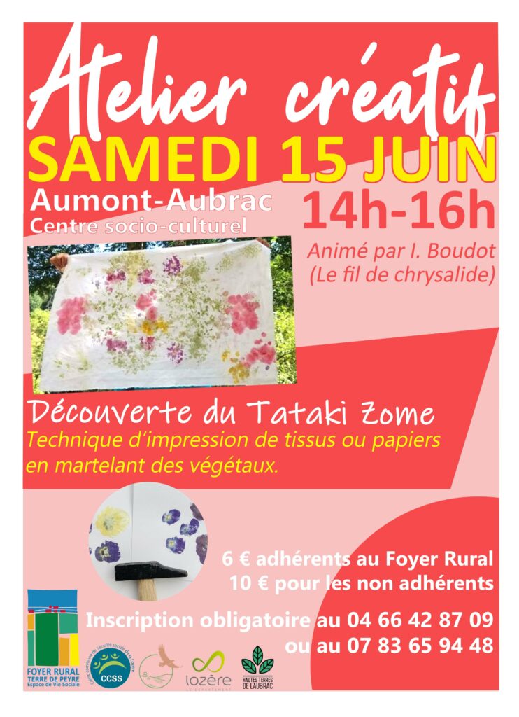 Atelier créatif le 15 juin - Commune de Peyre en Aubrac.