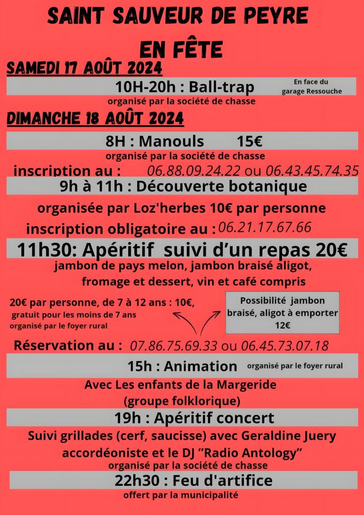 Fête votive à Saint Sauveur de Peyre - Commune de Peyre en Aubrac en Lozère