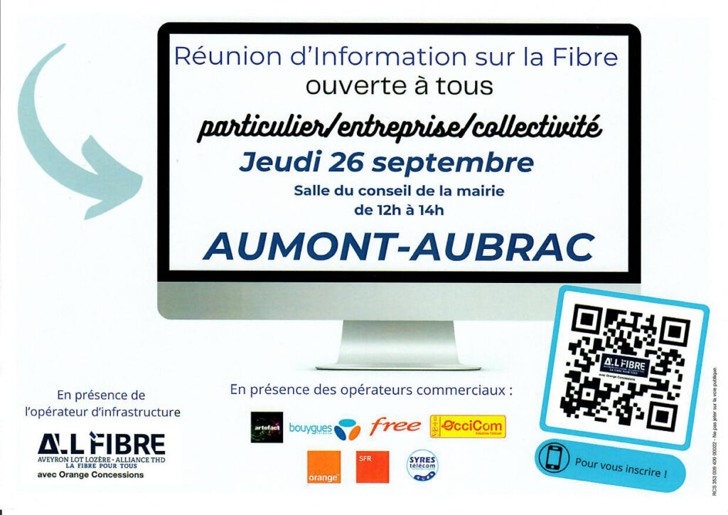 Réunion d'information sur la fibre optique à Aumont-Aubrac - Commune de Peyre en Aubrac en Lozère