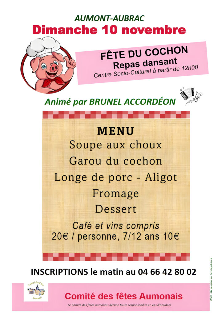 Fête du cochon à Aumont-Aubrac le 10/11/24 - Commune de Peyre en Aubrac en Lozère.