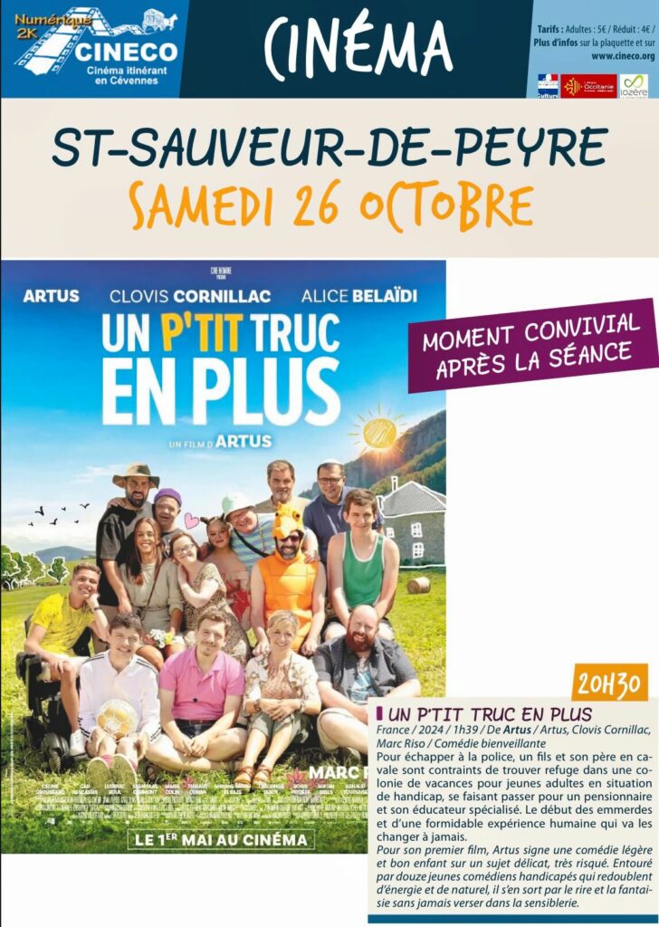 Projection "Un p'tit truc en plus" à Saint Sauveur de Peyre - Commune de Peyre en Aubrac en Lozère.