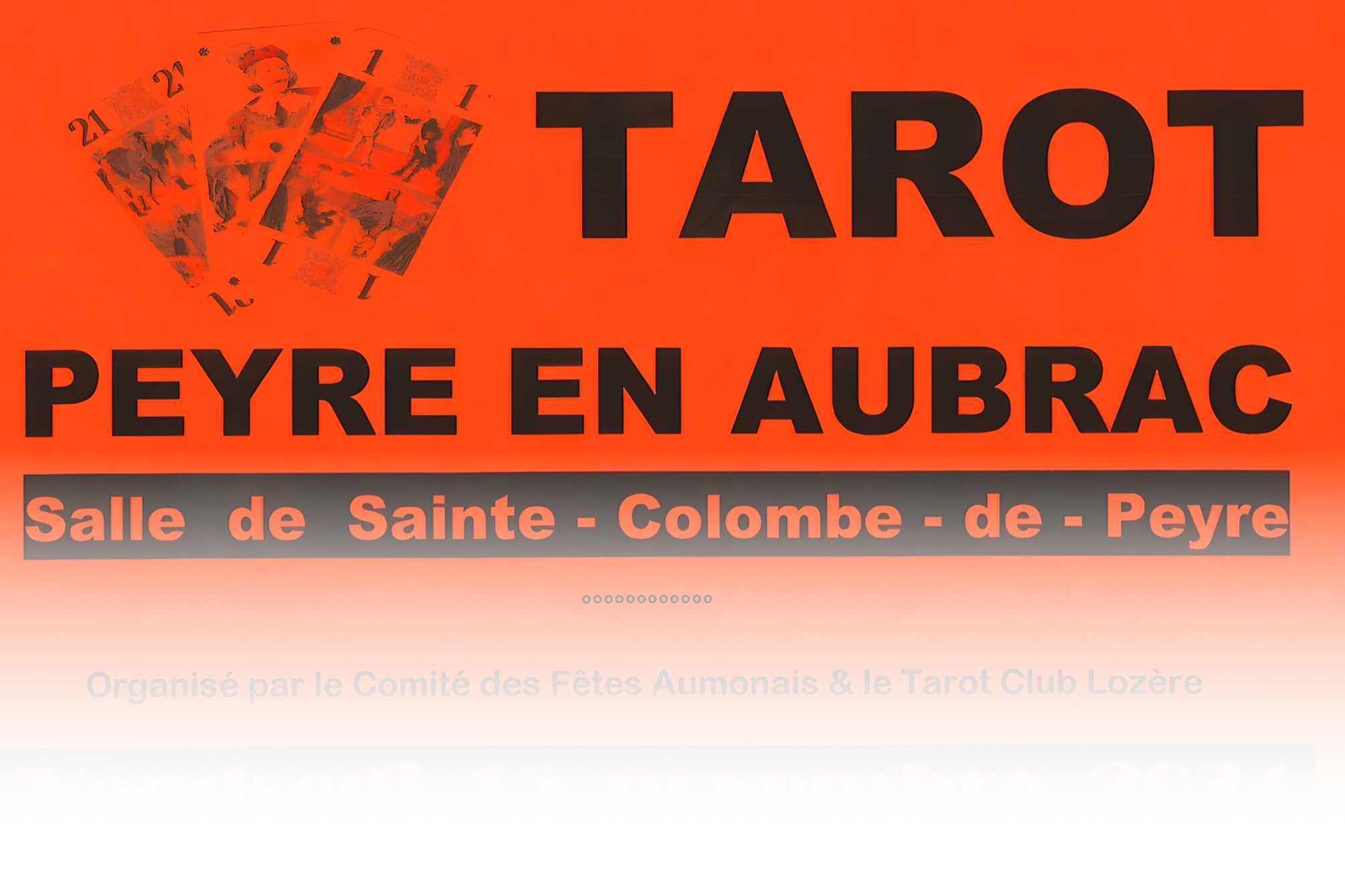 Affiche tournoi tarot à Ste Colombe de Peyre image en avant - Commune de Peyre en Aubrac en Lozère