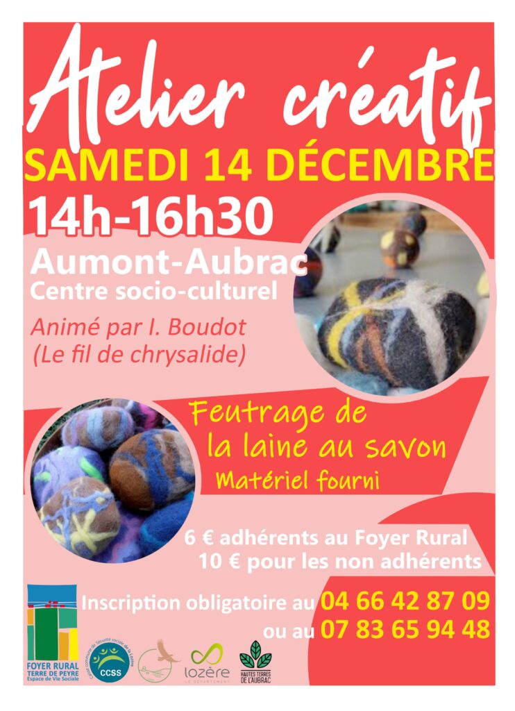 Atelier créatif le 14/12/24 à Aumont-Aubrac - Commune de Peyre en Aubrac