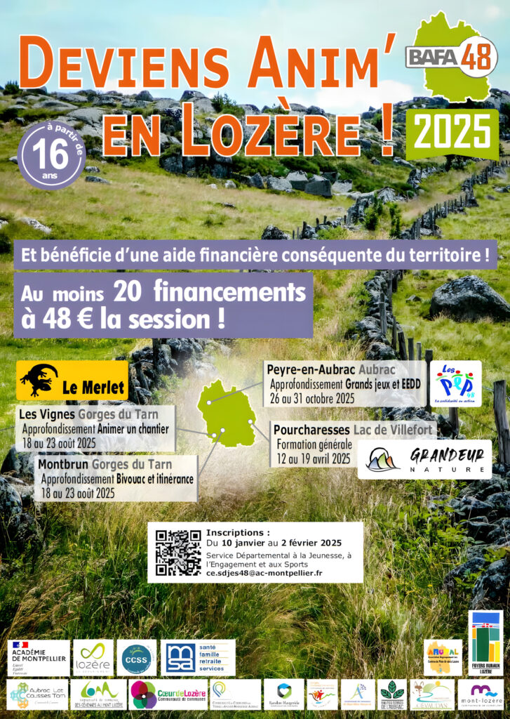 Formation BAFA 48 2025 - Commune de Peyre en Aubrac en Lozère.