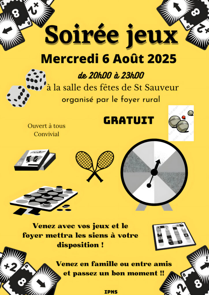 Soirée jeux à Saint Sauveur de Peyre le 6/08/2025 - Commune de Peyre en Aubrac en Lozère