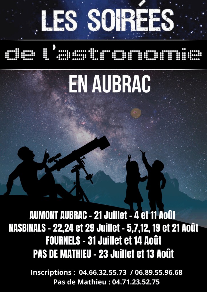 Soirées astronomie été 2025 à Aumont-Aubrac - Commune de Peyre en Aubrac en Lozère