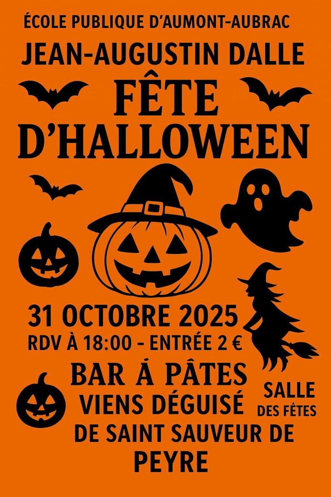Soirée Halloween de l'école publique d'Aumont-Aubrac - Commune de Peyre en Aubrac en Lozère