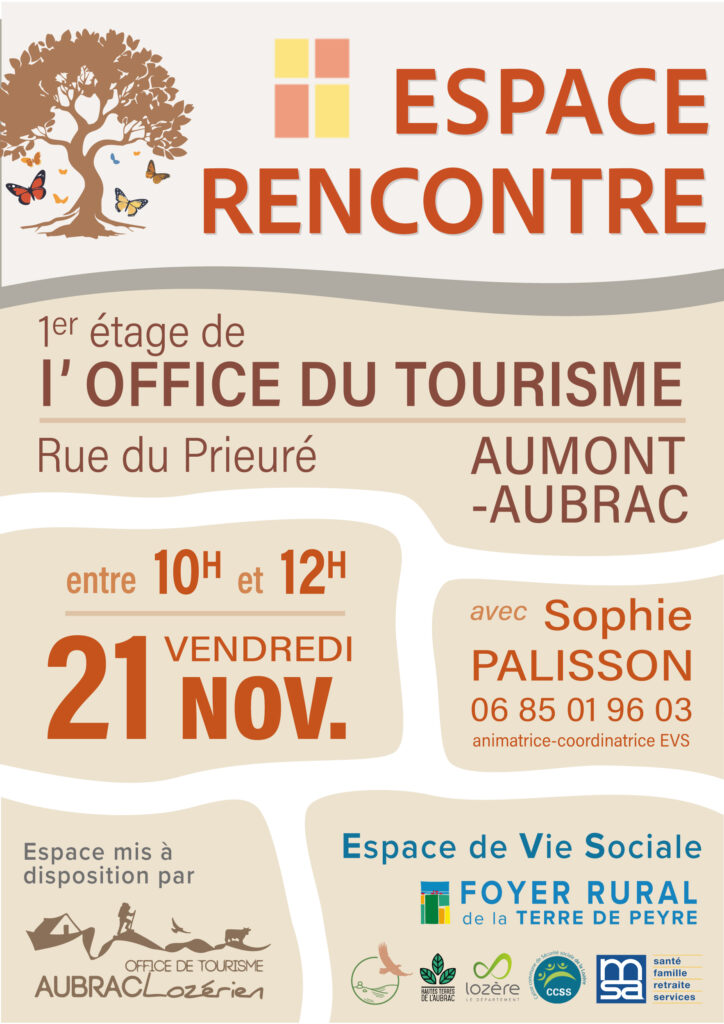 Espace rencontre de l'E.V.S. du Foyer Rural de la Terre de Peyre le 21/11/2025 - Commune de Peyre en Aubrac en Lozère.