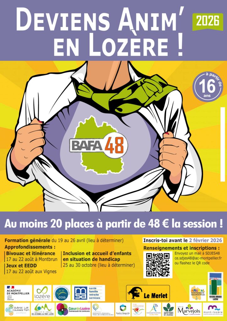 Deviens anim' en Lozère ! Campagne BAFA 48 2026 - Commune de Peyre en Aubrac en Lozère