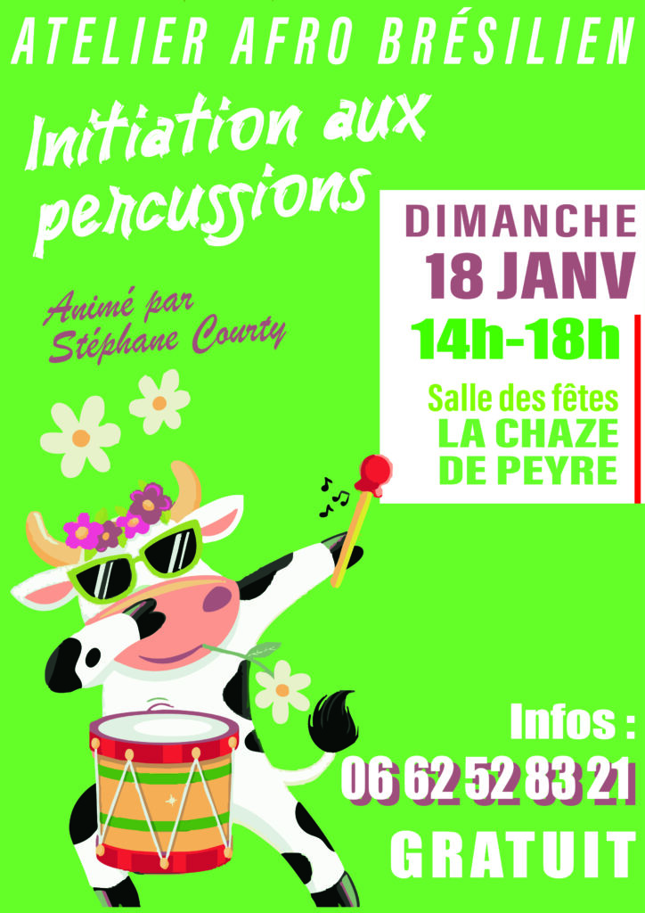 Atelier percussions à La Chaze de Peyre le 18/01/26 - Commune de Peyre en Aubrac en Lozère
