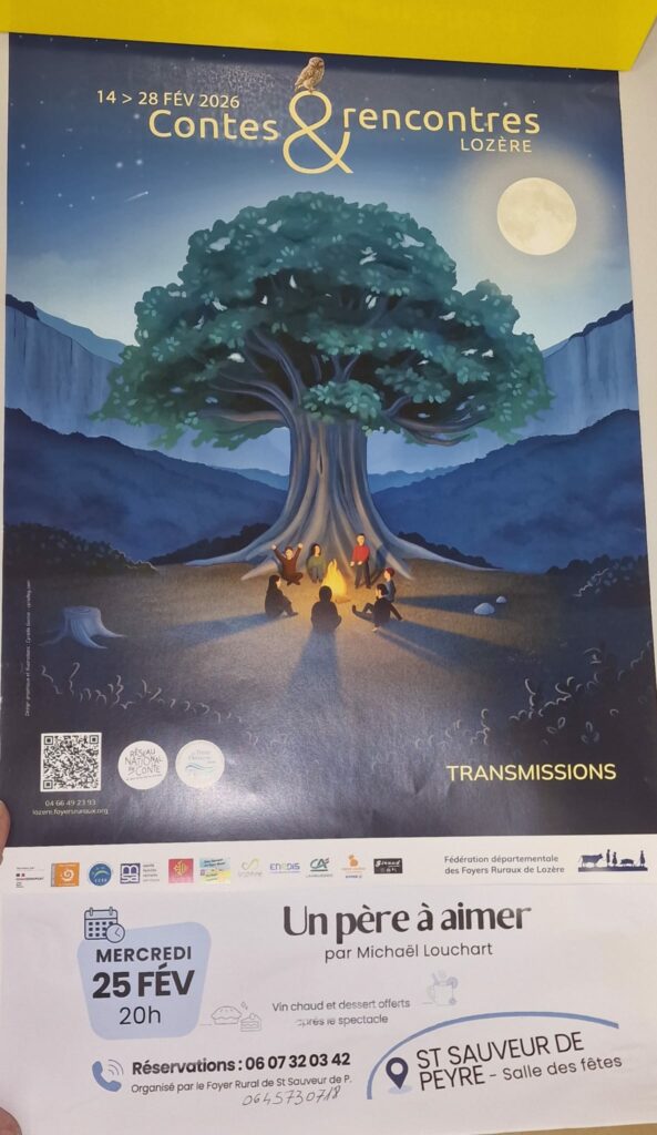 Spectacle Contes et Rencontres à Saint Sauveur de Peyre le 25/02/26 - Commune de Peyre en Aubrac en Lozère.
