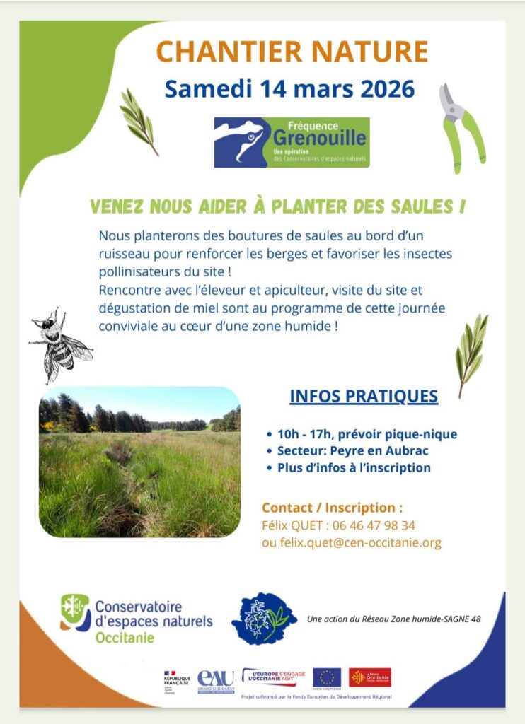 Chantier nature à Peyre en Aubrac en Lozère le 14/03/2026