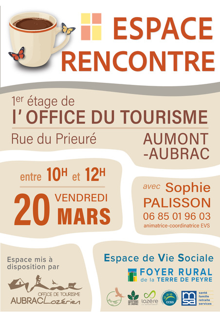Espace rencontre de l'EVS foyer rural de la Terre de Peyre le 20/03/2026 - Commune de Peyre en Aubrac en Lozère