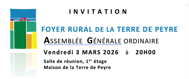 Assemblée générale du foyer rural de la Terre de Peyre le 3/04/2026 - Commune de Peyre en Aubrac en Lozère