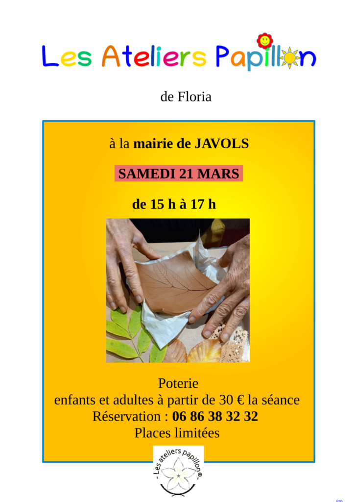 Atelier poterie à Javols le 21/03/26 - Commune de Peyre en Aubrac en Lozère