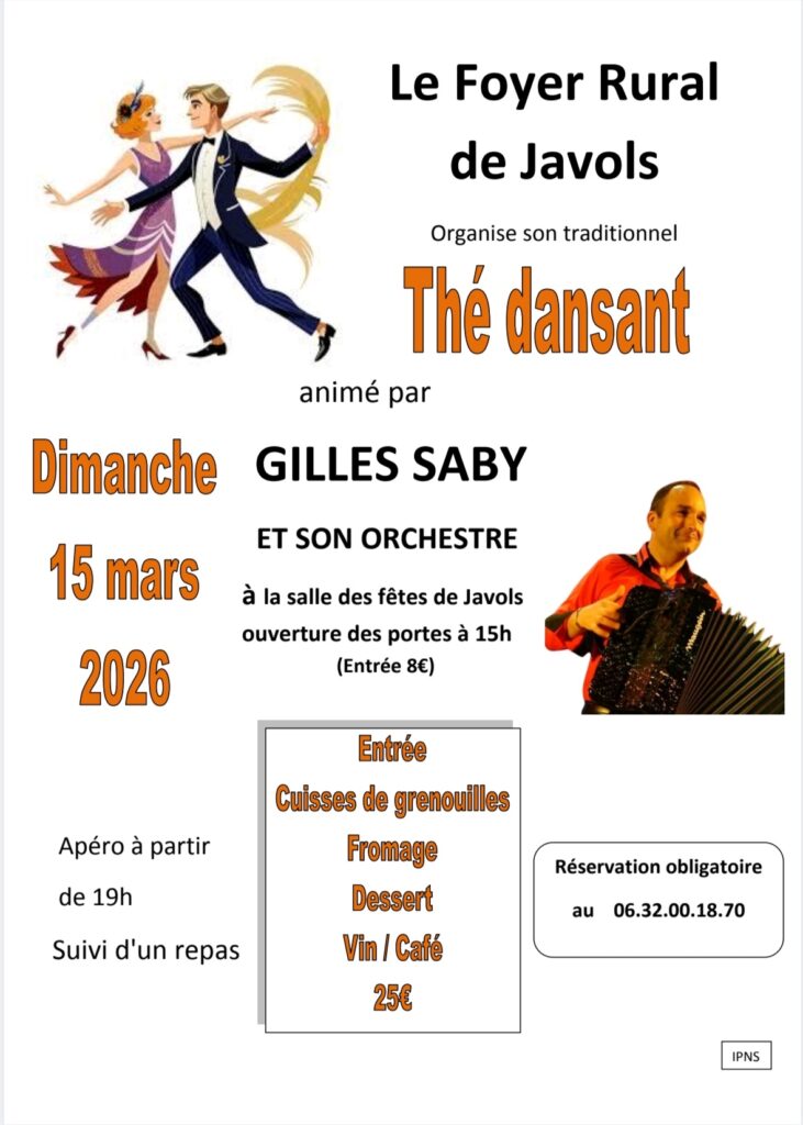 Thé dansant le 15/03/26 à Javols - Commune de Peyre en Aubrac en Lozère