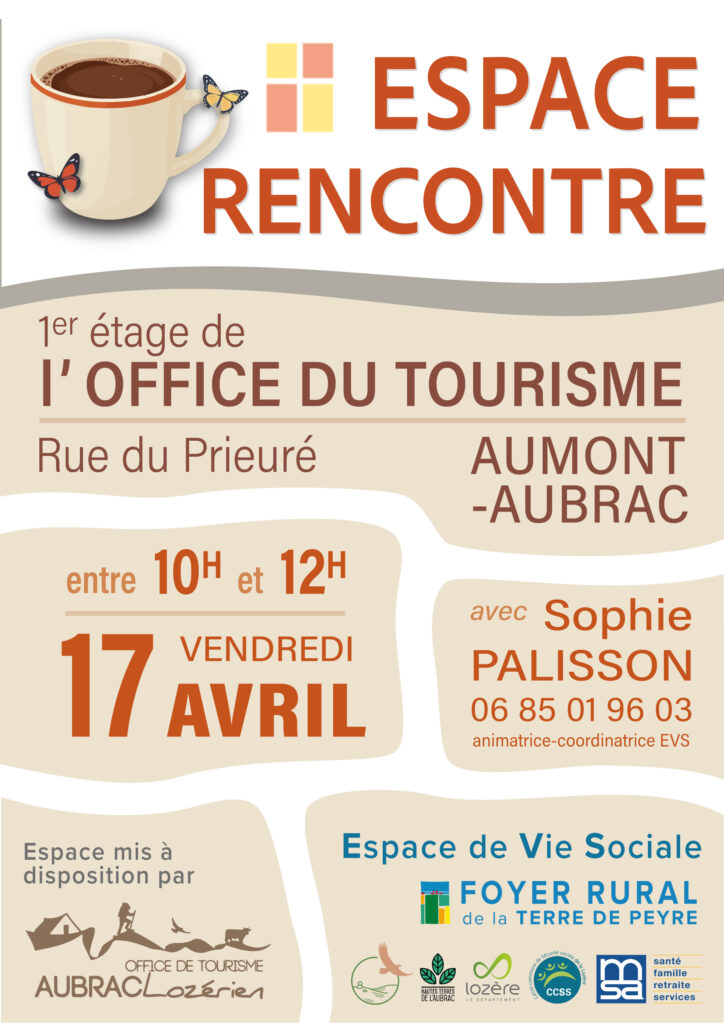 Espace rencontre de l'EVS Foyer Rural de la Terre de Peyre le 17/04/26 - Commune de Peyre en Aubrac en Lozère