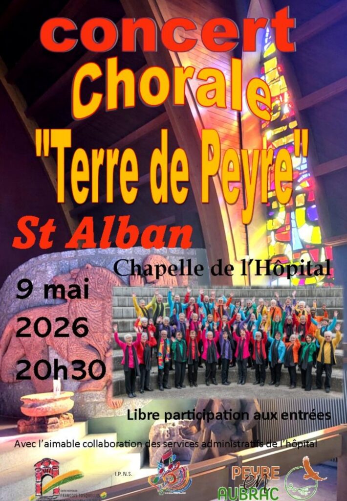 Concert de la chorale de la Terre de Peyre le 9/05/2026 à St Alban sur Limagnole - Commune de Peyre en Aubrac en Lozère