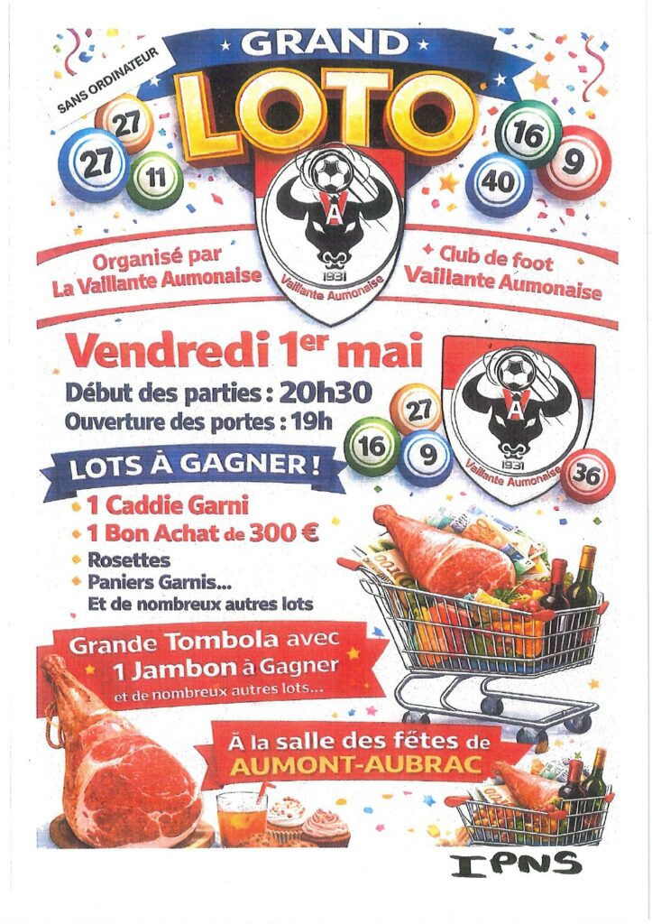 Loto de la Vaillante Aumonaise le 1/05/2026 - Commune de Peyre en Aubrac en Lozère
