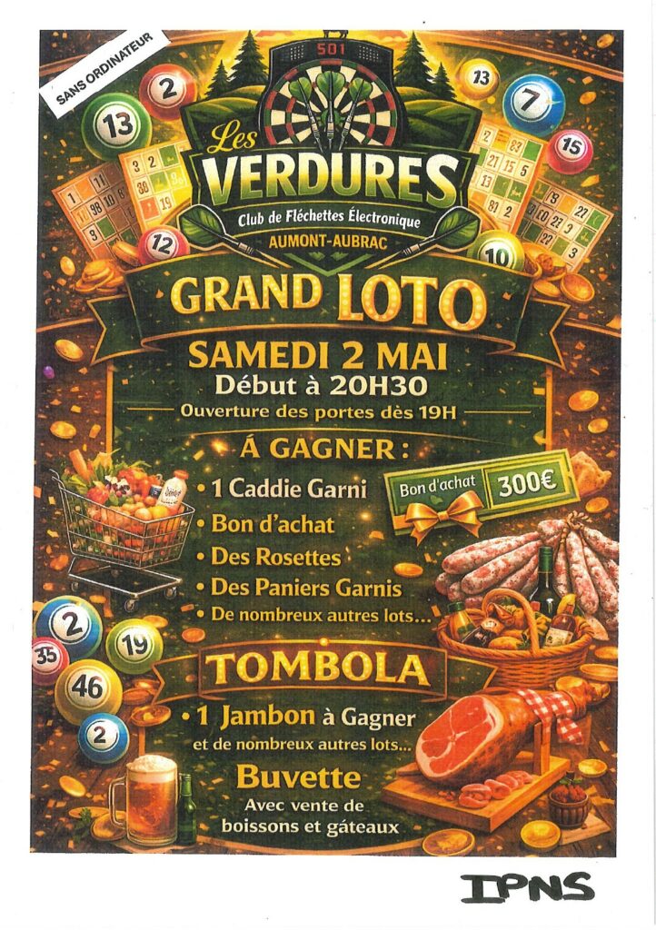 Loto club de fléchettes Aumont-Aubrac le 2/05/2026 - Commune de Peyre en Aubrac en Lozère