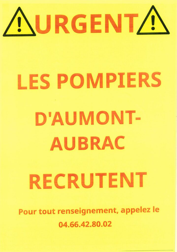 Recrutement pompiers d'Aumont-Aubrac - Commune de Peyre en Aubrac en Lozère