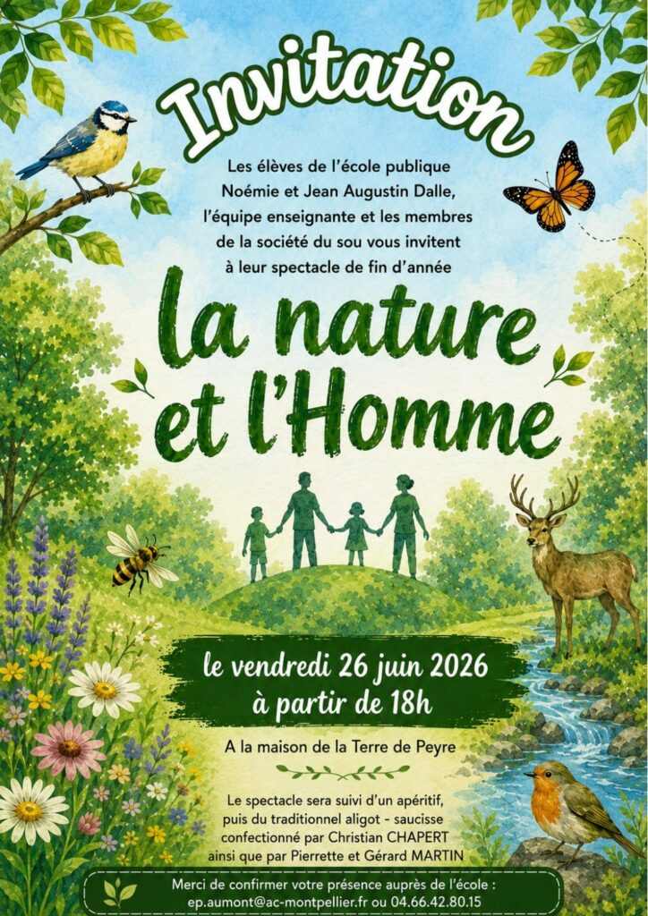 Spectacle école Noémie et J. Augustin Dalle le 26/06/2026 à Aumont-Aubrac - Commune de Peyre en Aubrac en Lozère