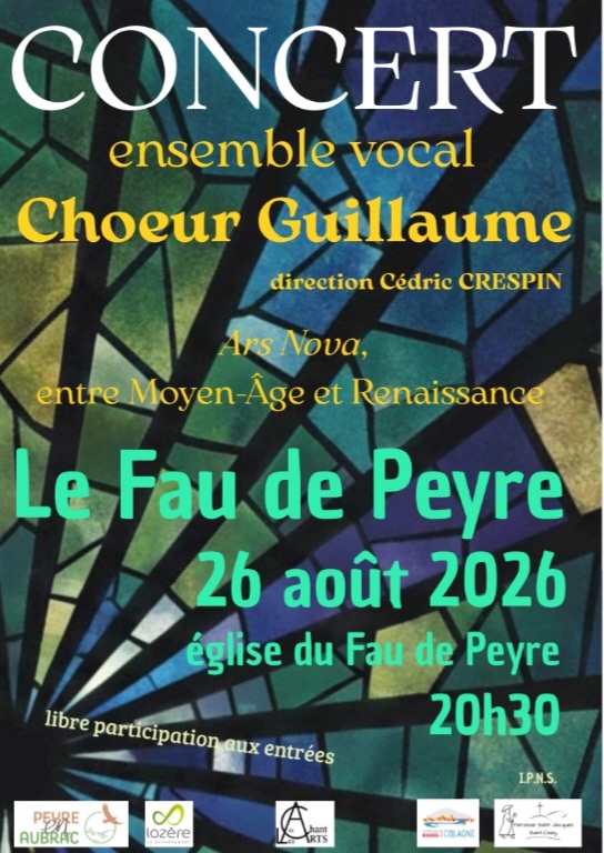 Concert choeur Guillaume au Fau de Peyre le 26/08/2026 - Commune de Peyre en Aubrac en Lozère