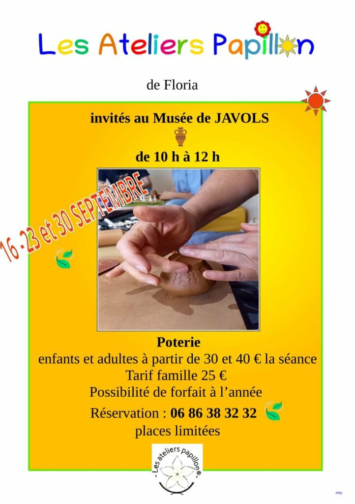 Atelier poterie "Les ateliers papillons" à au musée de Javols septembre 2026 - Commune de Peyre en Aubrac en Lozère