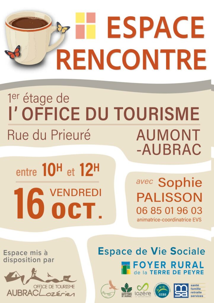 Espace rencontre de l'EVS du Foyer Rural de la Terre de Peyre le 16/10/2026 - Commune de Peyre en Aubrac en Lozère
