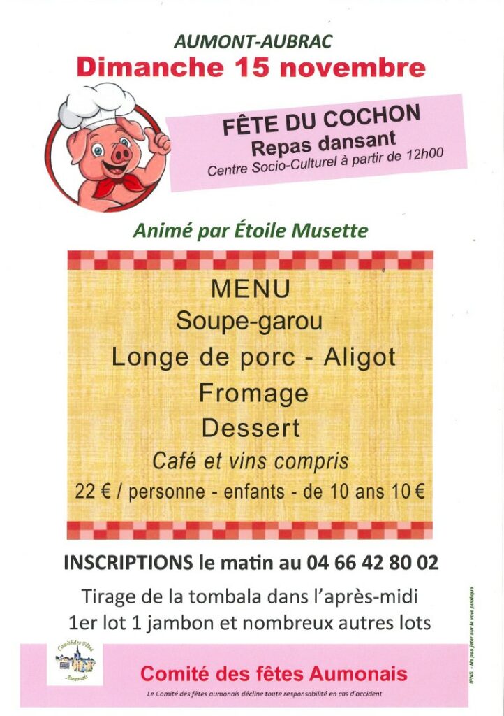 Fête du cochon le 15/11/2026 à Aumont-Aubrac - Commune de Peyre en Aubrac en Lozère