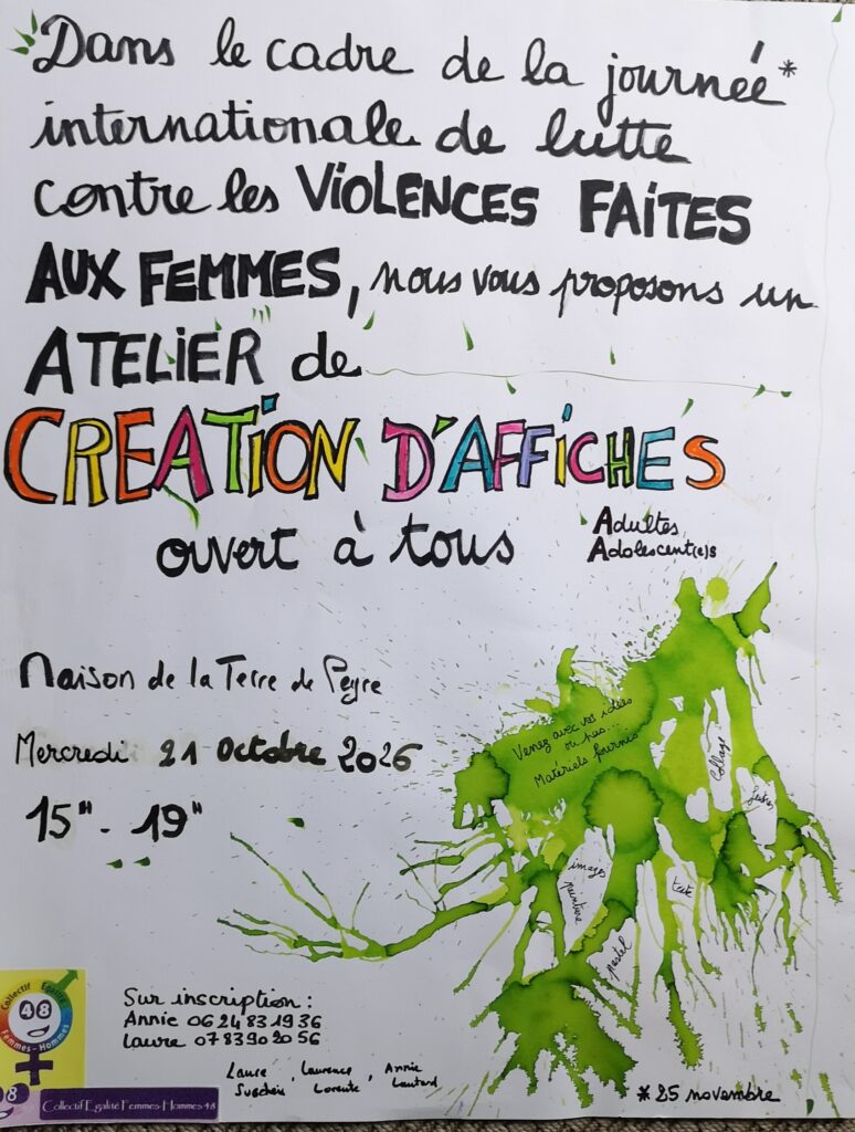Création d'affiches lutte contre les VSS le 21/10/2026 à Aumont-Aubrac - Commune de Peyre en Aubrac en Lozère